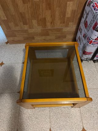 Mesita de centro madera y cristal