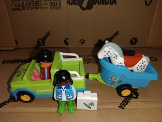 Playmobil 1.2.3 Coche con Remolque Caballo