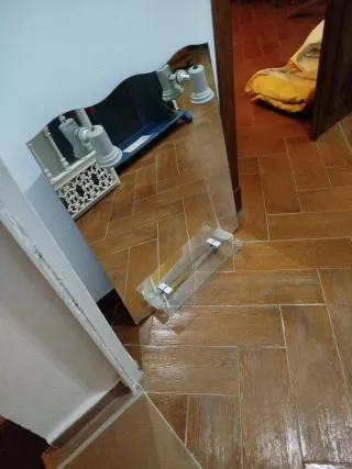 Espejo de baño madera y cristal