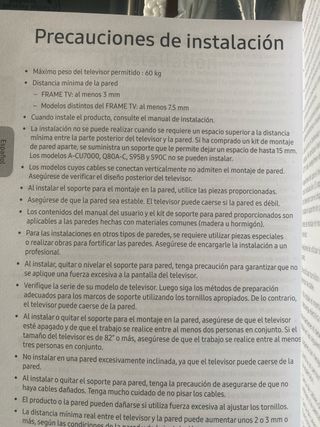 Soporte Pared TV Samsung Frame. Modelo: BN9655181A