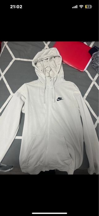 Sudadera Nike con cremallera blanco crudo
