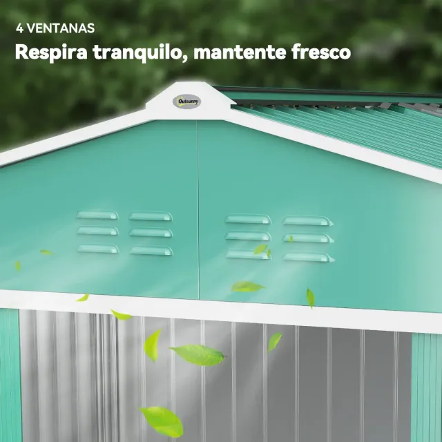 Cobertizo Jardín Metálico 4.9m² Verde