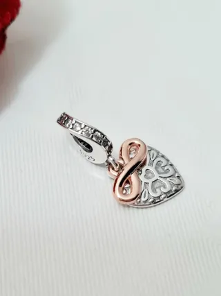 Charm Cuore Infinito Oro Rosa Argento S925