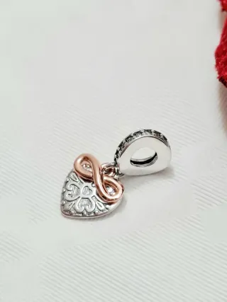 Charm Cuore Infinito Oro Rosa Argento S925