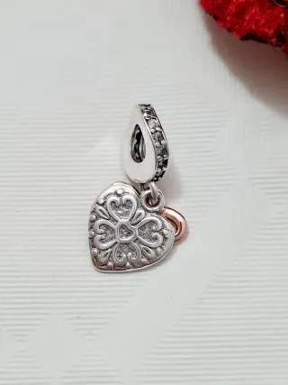 Charm Cuore Infinito Oro Rosa Argento S925
