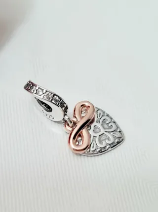 Charm Cuore Infinito Oro Rosa Argento S925