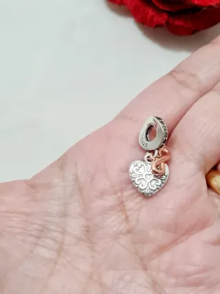 Charm Cuore Infinito Oro Rosa Argento S925