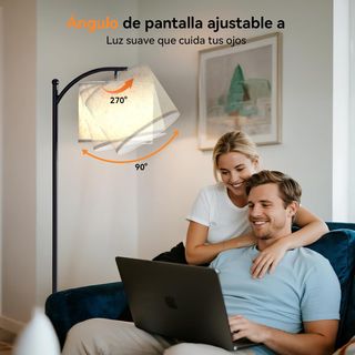 Lámpara de pie led regulable negro y lino 12w