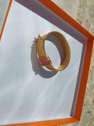 Bracciale Oro 18 Kt con Pietre Rosa