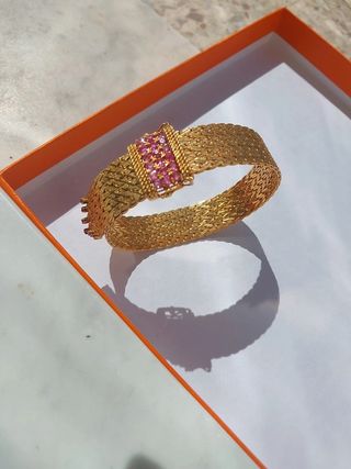 Bracciale Oro 18 Kt con Pietre Rosa