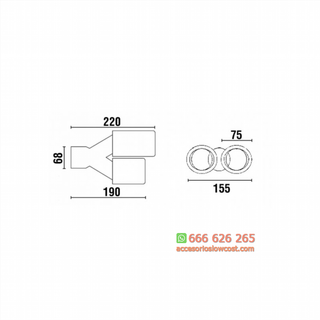 Cola de escape doble universal en acero inox.