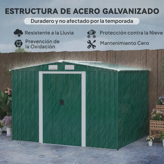 Caseta Metálica Verde 258x206x178 cm