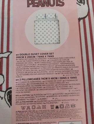 Funda Nórdica Snoopy Doble 200x200cm