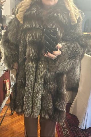 Cappotto pelliccia nero argento