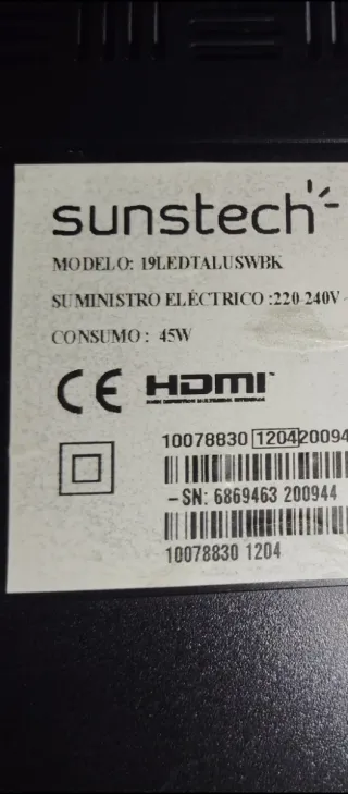 Televisor SUNSTECH HDMI Negro
