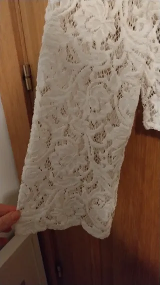 Blusa Zara Encaje Blanco Talla S