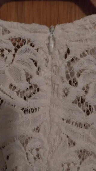 Blusa Zara Encaje Blanco Talla S
