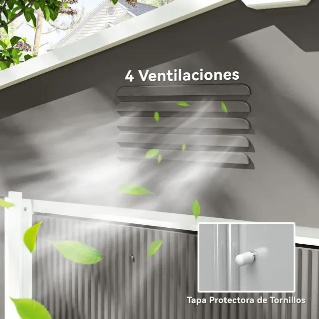 Cobertizo Jardín Metal 3,6m² Gris