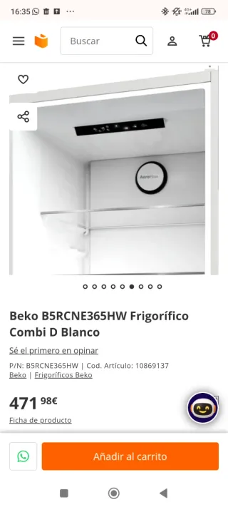 Nevera Beko B5RCNE365HW Combi D Blanco NUEVA