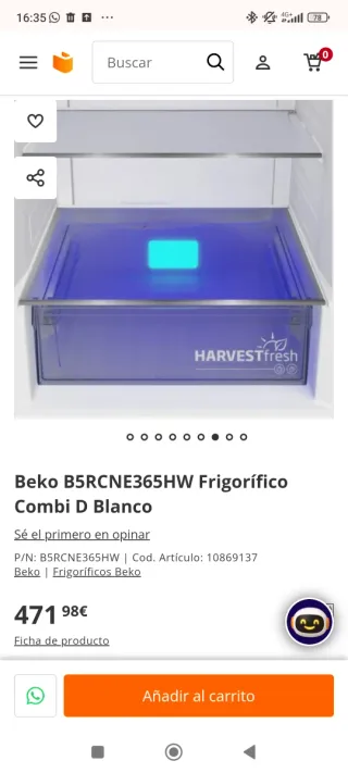 Nevera Beko B5RCNE365HW Combi D Blanco NUEVA