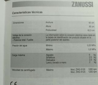 Lavadora Zanussi ZWG6120