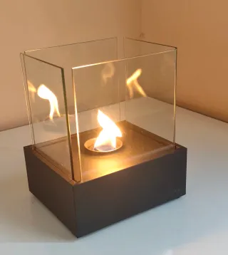 Estufa sobremesa bioetanol cristal y metal