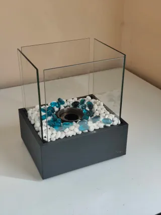 Estufa sobremesa bioetanol cristal y metal