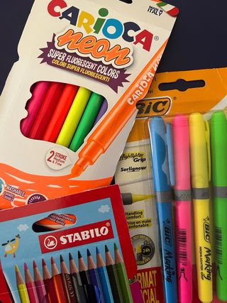 Pack pinturas Carioca, Stabilo y BIC