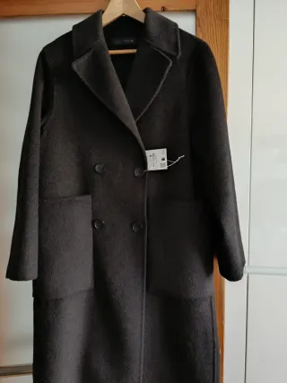 Abrigo cruzado lana Zara marrón