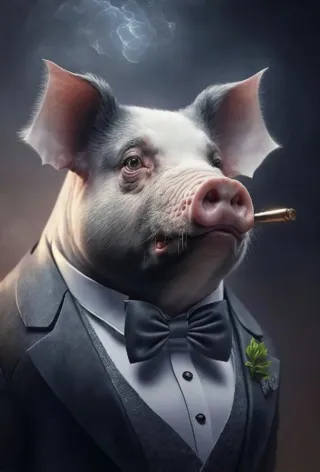 Gato y Cerdo Pajaritas