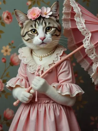 Gato y Cerdo Pajaritas