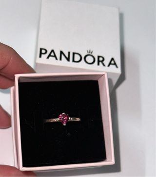 Anillo Pandora Talla 52 Corazón Rosa