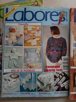 3 Revistas de labores , p cruz, ganchillo, punto..