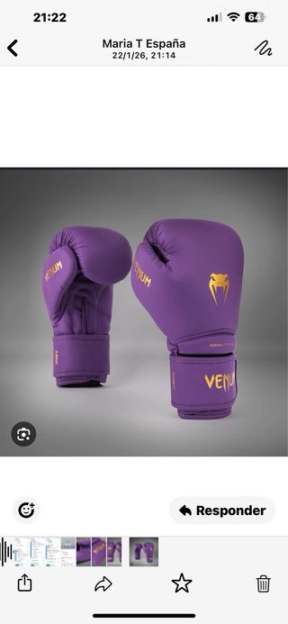 Guantes Boxeo Venum Talla 16 Morado