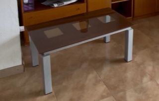 Mesa de centro cristal y metal
