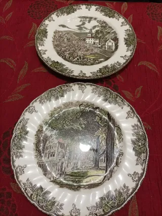 Pareja Platos Johnson Bros Escena Rural