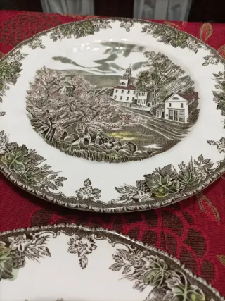 Pareja Platos Johnson Bros Escena Rural