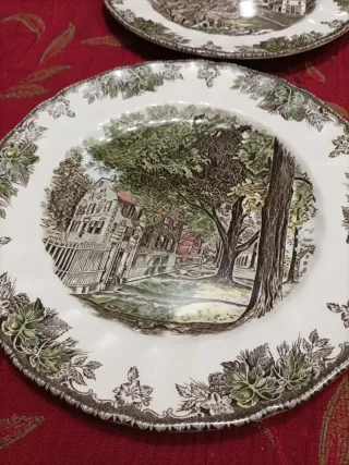 Pareja Platos Johnson Bros Escena Rural