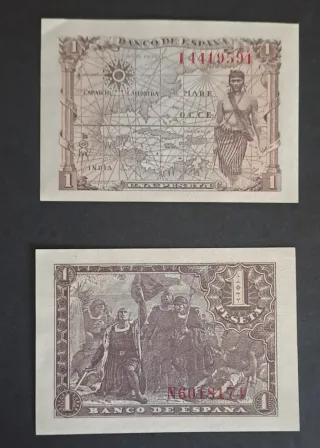 2 Billetes 1 Peseta Banco de España