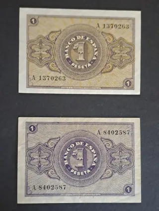 2 Billetes 1 Peseta Banco de España