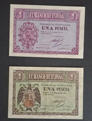 2 Billetes 1 Peseta Banco de España