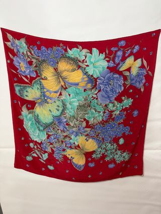 Foulard Gucci Seta Vintage Farfalle Rosso