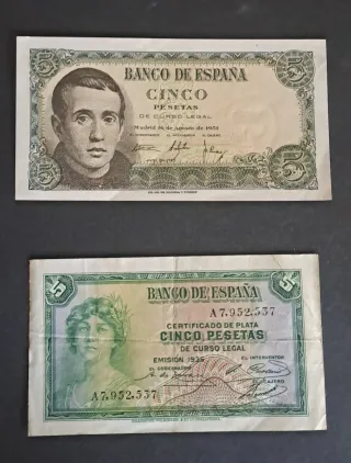 2 Billetes Antiguos República Española