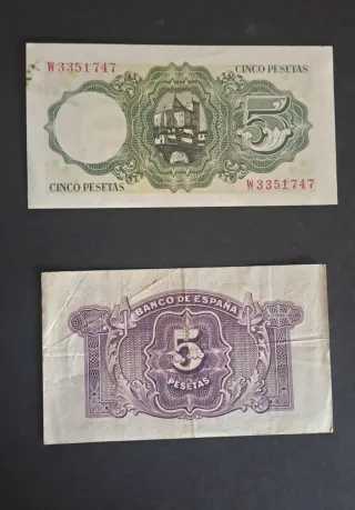 2 Billetes Antiguos República Española