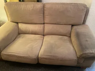 Sofá de tela marrón 2 plazas