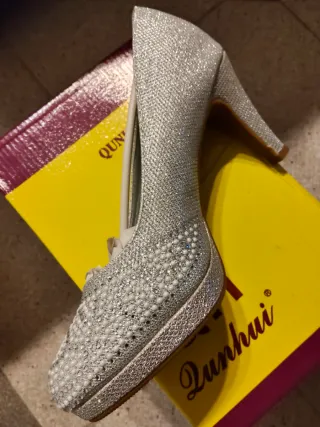 Zapatos de fiesta/novia plateados talla 39