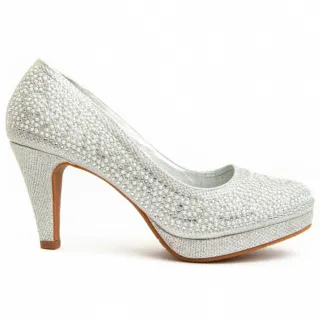 Zapatos de fiesta/novia plateados talla 39