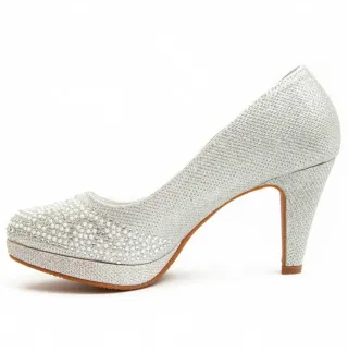 Zapatos de fiesta/novia plateados talla 39