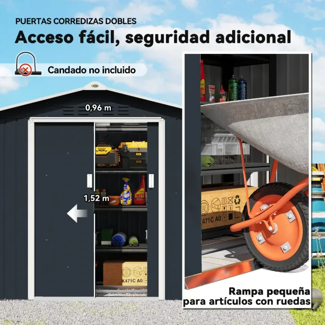 Caseta Jardín Metálica 213x130x185 cm