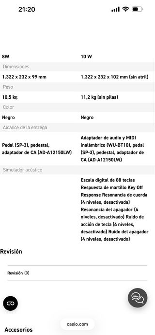 Piano Casio CDP-S110BK con soporte